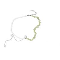 Collar de la joyería de cristal de Murano, con Partículas de acero & Perlas plásticas, con 5cm extender cadena, Tulipán, para mujer, color mixto, longitud:33 cm, Vendido por UD