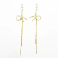 Fashion Fringe Earrings, Zinc Alloy, gold color plated, fashion jewelry & for woman & with rhinestone, golden, 110mm 