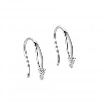 Sterling Silver Hook Earwire, 925 Sterling Silver, plated, for woman & with rhinestone 14mm 