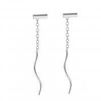 Sterling Silver Thread Through Earrings, 925 Sterling Silver, plated, fashion jewelry & for woman 35mm 