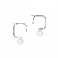 Sterling Silver Pearl Drop Earring, 925 Sterling Silver, with Shell Pearl, plated, fashion jewelry & for woman 