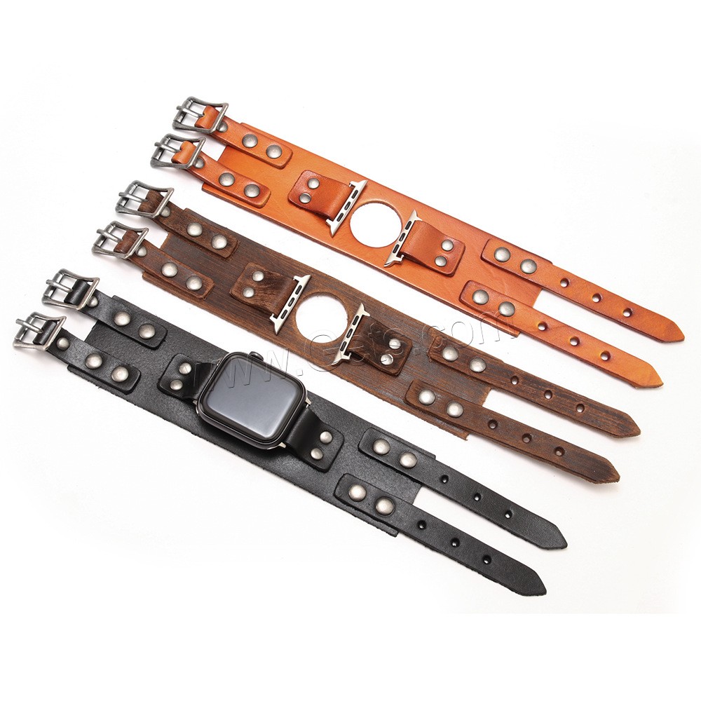 Cowhide Watch Band, with Zinc Alloy, for apple watch & Unisex & different size for choice, more colors for choice, Length:Approx 27.5 cm, Sold By PC
