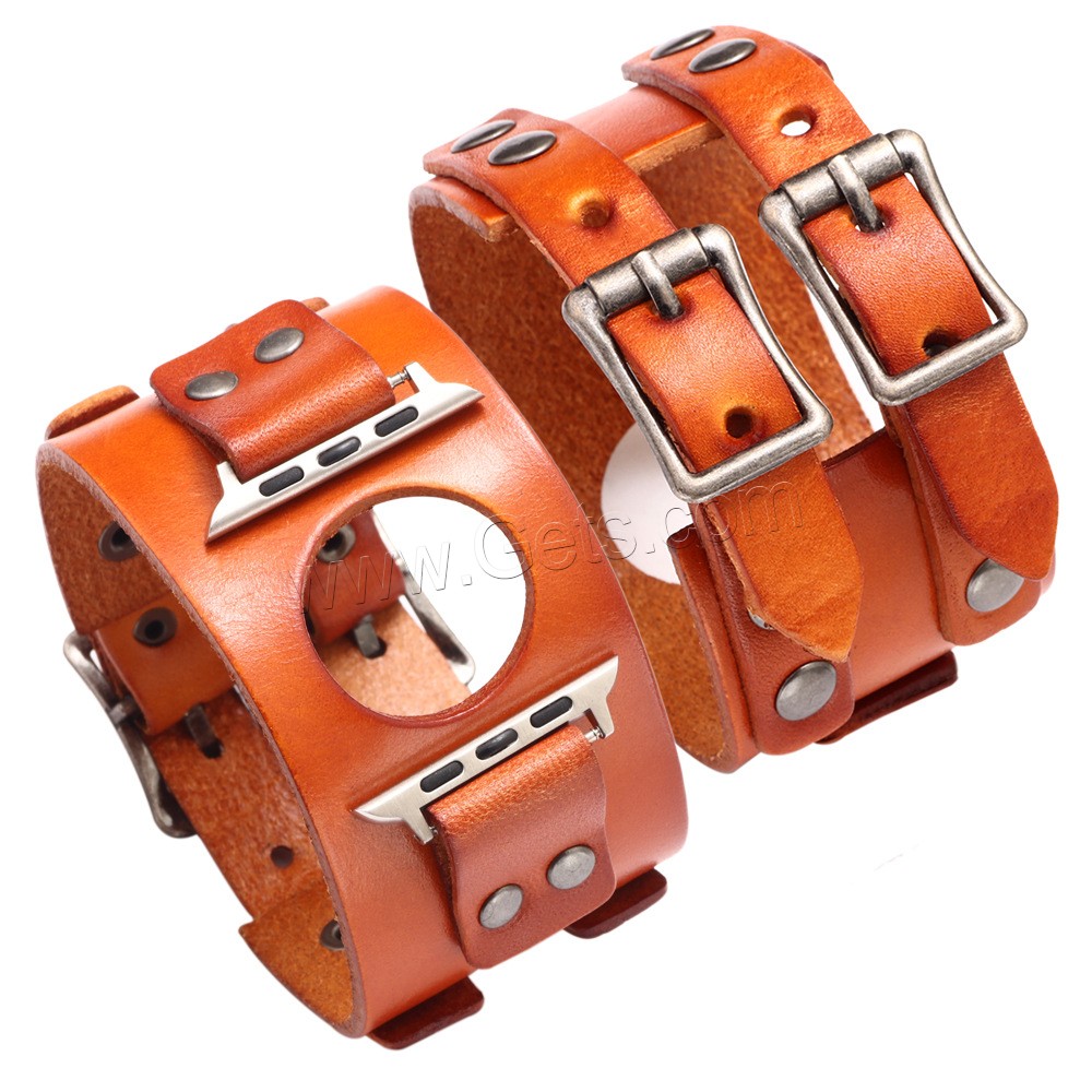 cuir de peau de vache bracelet de montre, avec alliage de zinc, pour montre apple & unisexe & normes différentes pour le choix, plus de couleurs à choisir, Longueur:Environ 27.5 cm, Vendu par PC