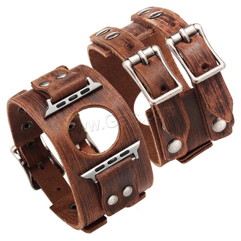 cuir de peau de vache bracelet de montre, avec alliage de zinc, pour montre apple & unisexe & normes différentes pour le choix, plus de couleurs à choisir, Longueur:Environ 27.5 cm, Vendu par PC