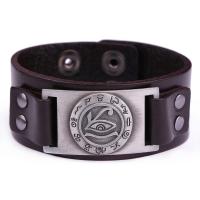 Leatheroid Cord Bracelets, Leather, with Zinc Alloy, plated, with eye pattern & Unisex 