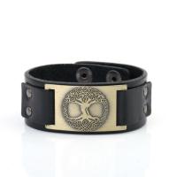 Leatheroid Cord Bracelets, Leather, with Zinc Alloy, Tree, plated, fashion jewelry & Unisex 