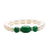 Pulseras de perlas de ágata, Perlas cultivadas de agua dulce, con Ágata & aleación de zinc, Joyería & para mujer, más colores para la opción, 7-8mm, longitud:aproximado 6.3 Inch, Vendido por UD