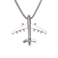 Zinc Alloy Sweater Chain Necklace, 316L Stainless Steel Chain, with zinc alloy pendant, Airplane, plated, Unisex metallic color plated Approx 27.55 Inch 