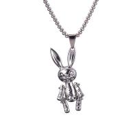 Zinc Alloy Sweater Chain Necklace, 316L Stainless Steel Chain, with zinc alloy pendant, Rabbit, plated, Unisex, metallic color plated Approx 27.55 Inch 