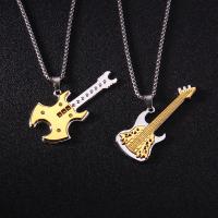 Zinc Alloy Sweater Chain Necklace, 316L Stainless Steel Chain, with zinc alloy pendant, Guitar, plated, Unisex Approx 27.55 Inch 