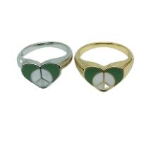 Brass Finger Ring, Heart, plated & for woman & enamel 