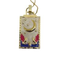 Brass Jewelry Necklace, Rectangle, 18K gold plated & for woman & enamel Approx 17.71 Inch 