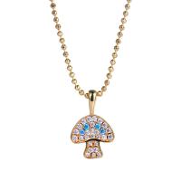 Cubic Zircon Micro Pave Brass Necklace, mushroom, plated, micro pave cubic zirconia & for woman Approx 17.71 Inch 