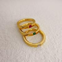 ラインス トーン真鍮指のリング, 銅, 18金メッキ, ファッションジュエリー & 異なるサイズの選択 & 女性用 & ライン石のある, 無色, 売り手 パソコン