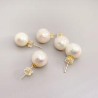 Boucle d'oreille de perles d'eau douce , perle d'eau douce cultivée, bijoux de mode & pour femme, 10-11mm, Vendu par paire