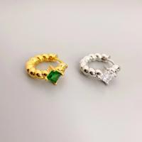 Brass Huggie Anneau d'oreille, laiton, Plaqué d'or 18K, bijoux de mode & pour femme & avec strass, plus de couleurs à choisir, 14.5mm, Vendu par paire