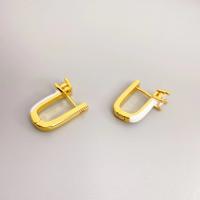 Brass Huggie Hoop Earring, 18K gold plated, fashion jewelry & for woman & with rhinestone 