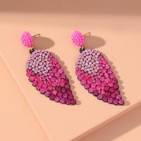 Zinc Alloy Rhinestone Drop Earring, Leaf, fashion jewelry & for woman & with rhinestone 