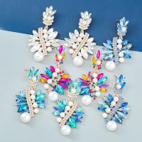 Zinc Alloy Rhinestone Drop Earring, with ABS Plastic Pearl, fashion jewelry & for woman & with rhinestone 