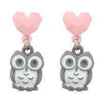 Resin Zinc Alloy Earring, with Resin, Owl, fashion jewelry & for woman 