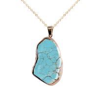 Natural Turquoise Pendants, with Brass, irregular, plated, Unisex, green, 15-30x20-35mm 