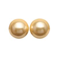 Shell Pearl Stud Earring, with Brass, Round, silver color plated & for woman, golden 