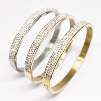 Stainless Steel Bangle, 304 Stainless Steel, Vacuum Plating, micro pave cubic zirconia & for woman 