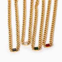 Zirkonia Edelstahl Halskette, 304 Edelstahl, mit Verlängerungskettchen von 2.17inch, 18K vergoldet, Modeschmuck & Micro pave Zirkonia & für Frau, goldfarben, 7.62mm, Länge:ca. 15.75 ZollInch, verkauft von Strang