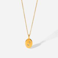 Cubic Zirconia Stainless Steel Necklace, 304 Stainless Steel, with 1.97inch extender chain, 18K gold plated, fashion jewelry & micro pave cubic zirconia & for woman, golden Approx 16.15 Inch 