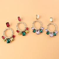 Zinc Alloy Rhinestone Drop Earring, Vacuum Ion Plating, fashion jewelry & for woman & with rhinestone 