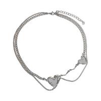 Titanium Steel Jewelry Necklace, with Zinc Alloy, with 6cm extender chain, Heart, silver color plated, fashion jewelry & for woman, silver color .5 cm 