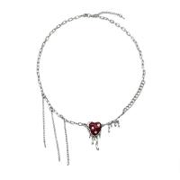 Enamel Zinc Alloy Necklace, with 5cm extender chain, Heart, silver color plated, fashion jewelry & for woman, silver color cm 