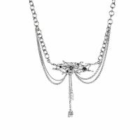 Collar de la joyería de titanio, Partículas de acero, con Vidrio & aleación de zinc, con 6cm extender cadena, tela de araña, chapado en color de plata, para mujer, plateado, longitud:39 cm, Vendido por UD