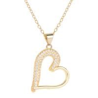 Cubic Zircon Micro Pave Brass Necklace, Heart, gold color plated & micro pave cubic zirconia & for woman Approx 17.7 Inch 