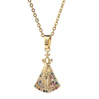 Cubic Zircon Micro Pave Brass Necklace, real gold plated, micro pave cubic zirconia & for woman Approx 17.7 
