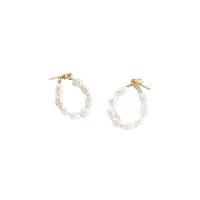 Freshwater Pearl Brass Earring, with Freshwater Pearl, 14K gold plated, fashion jewelry & for woman, 80mm 