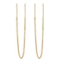 Brass Thread Through Earrings, 14K gold plated, fashion jewelry & for woman 90mm 