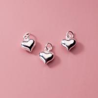 Sterling Silver Heart Pendants, 925 Sterling Silver, silver color plated, 3D effect 