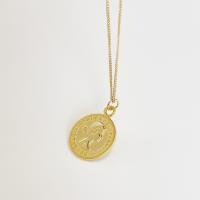 Sterling Silver Jewelry Necklace, 925 Sterling Silver, Flat Round, gold color plated & for woman 