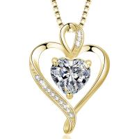 Cubic Zirconia Micro Pave Sterling Silver Necklace, 925 Sterling Silver, with 1.96inch extender chain, Heart, plated, box chain & micro pave cubic zirconia & for woman & hollow Approx 15.7 Inch 