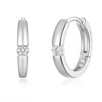 Sterling Silver Huggie Hoop Earring, 925 Sterling Silver, Donut, platinum plated, micro pave cubic zirconia & for woman 
