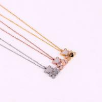Stainless Steel Jewelry Necklace, 304 Stainless Steel, with Shell, with 1.96inch extender chain, Bear, Vacuum Ion Plating, Twisted Piece Chain & with letter pattern & for woman Approx 15.7 Inch 