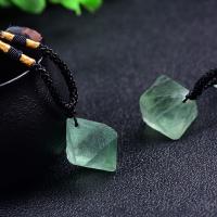 Green Fluorite Necklace, with Wax Cord, natural, fashion jewelry & Unisex, 2.5-3cm Approx 14 Inch 