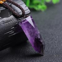 Amethyst Necklace, with Wax Cord, polished, fashion jewelry & Unisex, 4-5cm Approx 14 Inch 