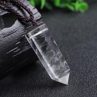 Clear Quartz Necklace, with Wax Cord, polished, fashion jewelry & Unisex, 4-5cm Approx 14 Inch 
