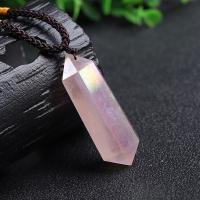 Rose Quartz Necklace, with Wax Cord, natural, fashion jewelry & Unisex, 4-5cm Approx 14 Inch 
