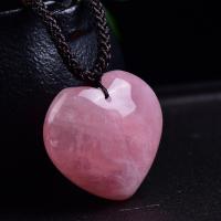 Rose Quartz Necklace, with Wax Cord, Heart, polished, fashion jewelry & Unisex Approx 14 Inch 