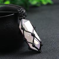 Rose Quartz Necklace, with Wax Cord & Zinc Alloy, colorful plated, fashion jewelry & Unisex, 4-5cm Approx 14 Inch 