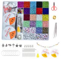 DIY Armband Perlen Set, Seedbead, mit Kunststoff Kasten & Zinklegierung, Einbrennlack, gemischte Farben, 230x190x18mm, verkauft von Box