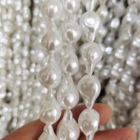 ABS perla de los granos de plástico, Perlas de plástico ABS, Barroco, Bricolaje, Blanco, 14x20.5mm, longitud:aproximado 14-15 Inch, Vendido por Sarta